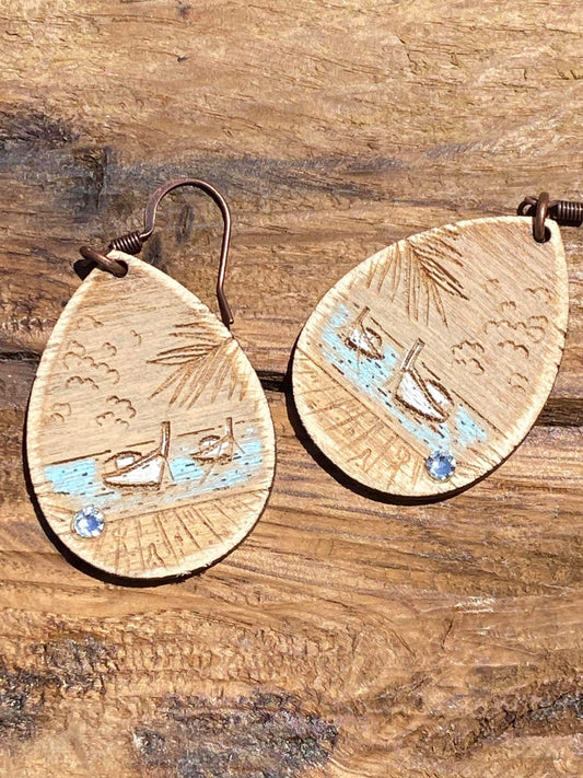 Dock Boats Drop Laser Engraved Earrings Digital Download