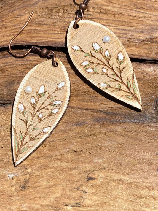 Dainty Floral Bud Bar Laser Engraved Earrings Digital Download