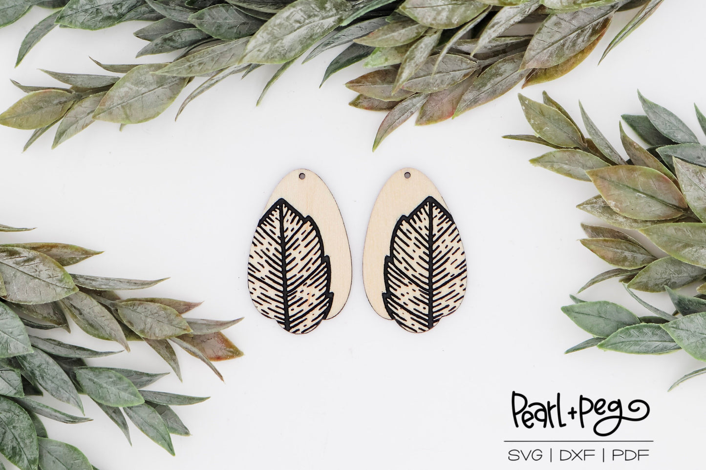 Standing Leaf Drip Laser Engraved Earrings Digital Download