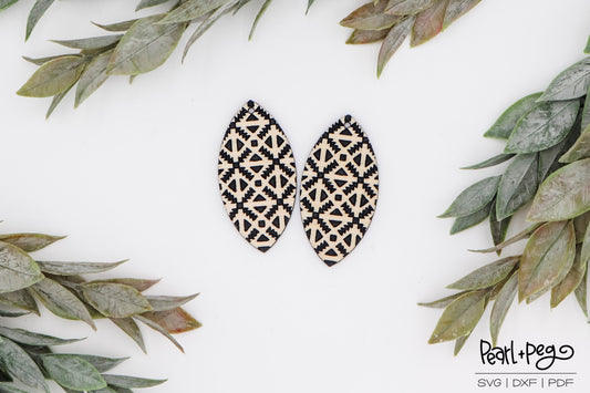 Triangle Cross Triangle Drop Laser Engraved Earrings Digital Download