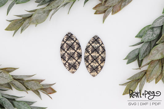 Square Diamond Criss Cross Laser Engraved Earrings Digital Download