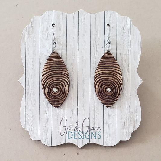 Wood Grain Angled Drop Laser Engraved Earrings Digital Download