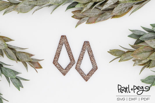 Speckled Diamond Drop Hoop Laser Engraved Earring Digital Download