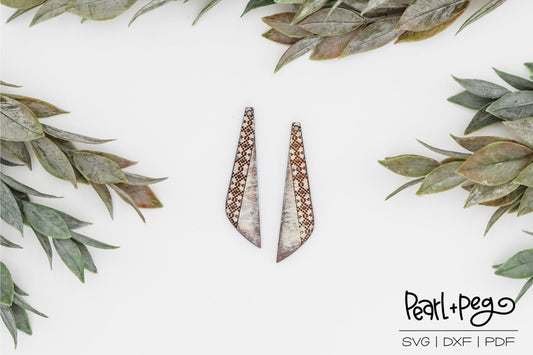 Aztec Strip Line Slanted Bar Laser Engraved Earrings Digital Download