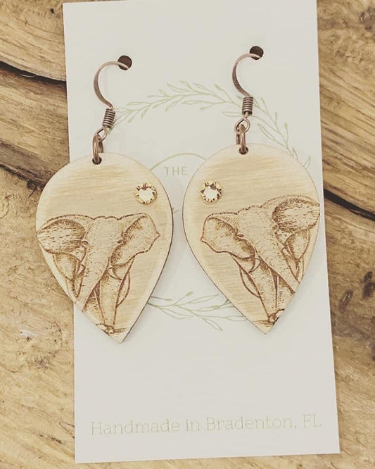 Elephant Drop Laser Engraved Earrings Digital Download