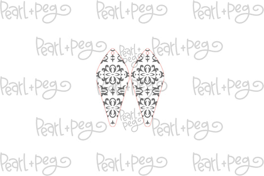 Dainty Damask Bar Laser Engraved Earrings Digital Download