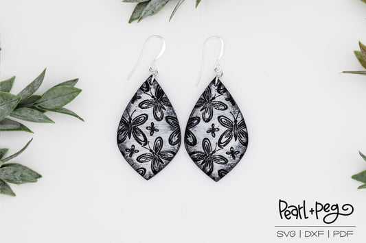 Cluster of Butterflies Drop Laser Engraved Earrings Digital Download