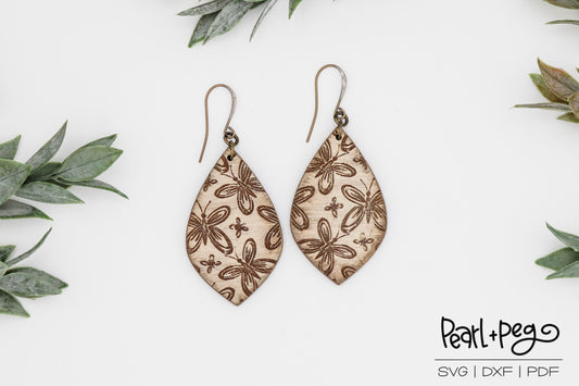 Cluster of Butterflies Drop Laser Engraved Earrings Digital Download
