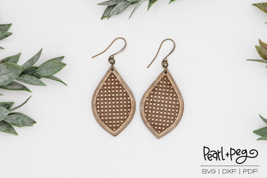 Rattan Swoop Drop Laser Engraved Earring Digital Download