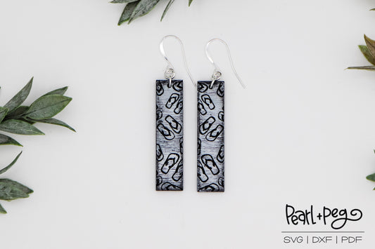 Flip Flop Bar Laser Engraved Earrings Digital Sownload