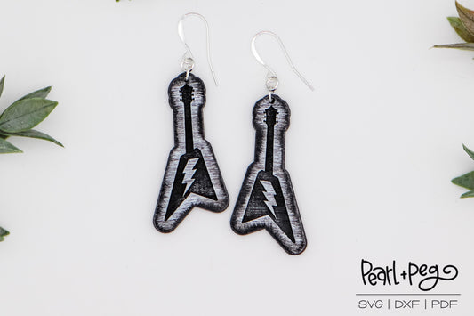 Guitar Lightning Keychain/Earrings Laser Engraved Digital Download
