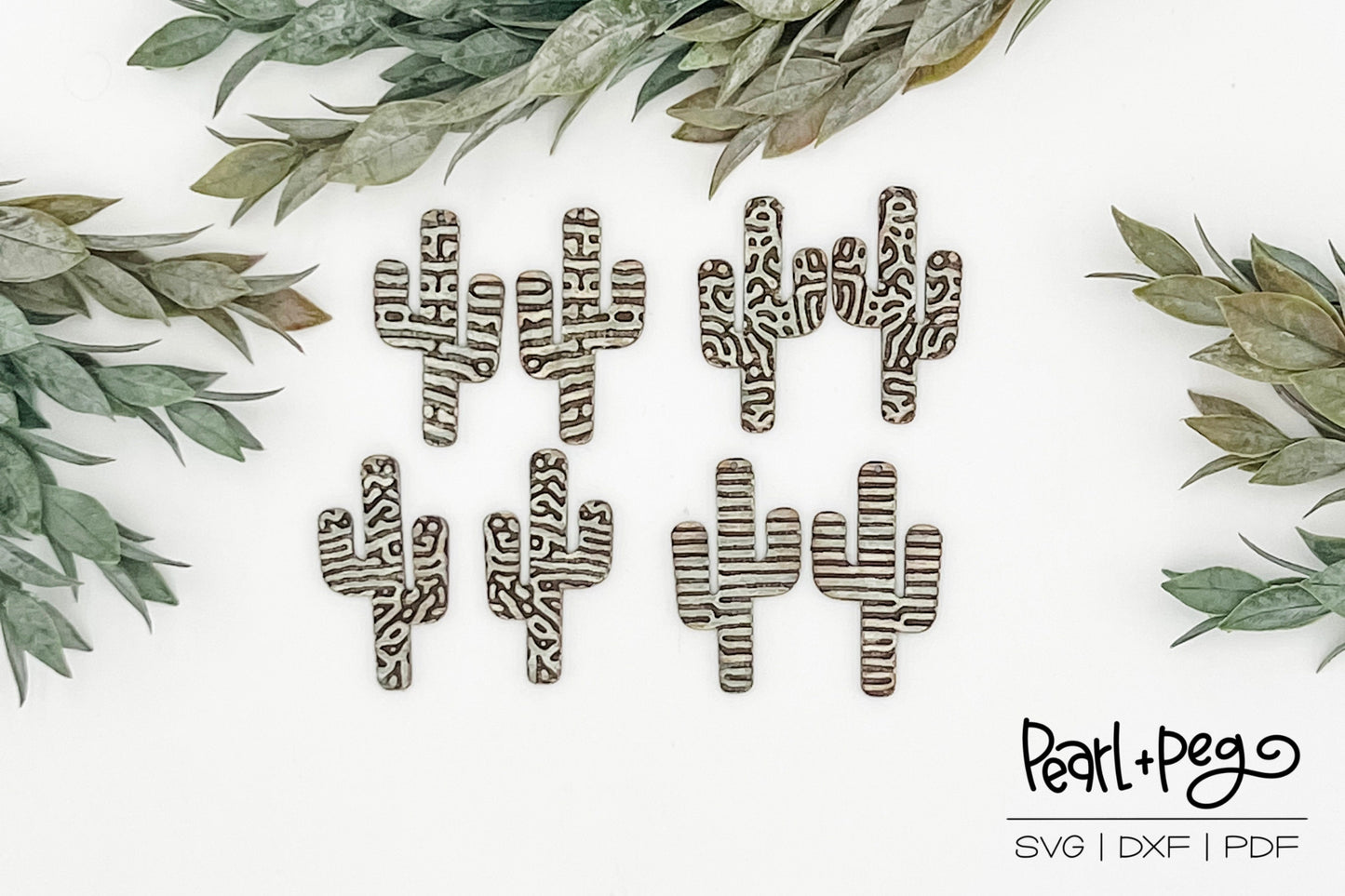 Funky Cactus Laser Engraved Earrings Bundle Digital Download