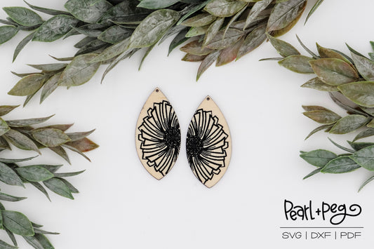 Floral Flair Drop Laser Engraved Earrings Digital Download