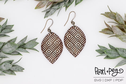 Geometric Abstract BOHO Drop Laser Engraved Earrings Digital Download