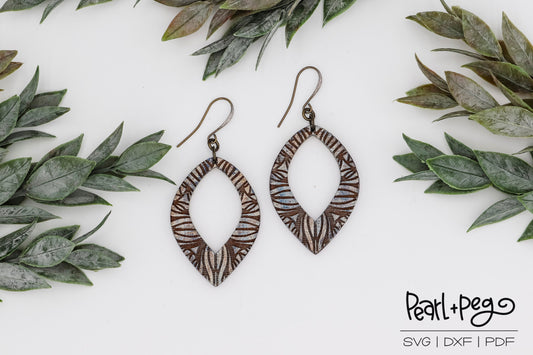 Striped Abstract Diamond Hoop Laser Engraved Earrings Digital Download