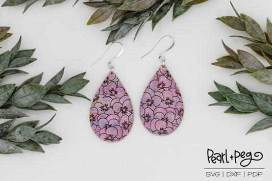 Pansy Cluster Drop Laser Engraved Earrings Digital Download