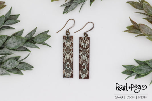Southwestern Aztec Bar Laser Engraved Earrings Digital Download