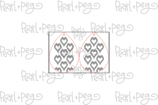 Falling Hearts Western Drop Laser Engraved Earrings Digital Download