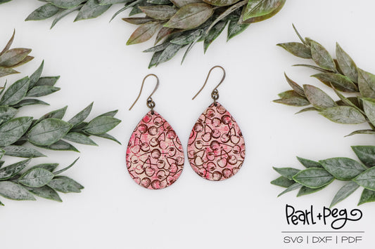 Fun Cherry Drop Laser Engraved Earrings Digital Download