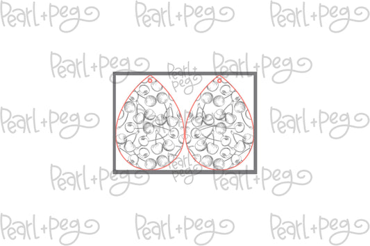 Fun Cherry Drop Laser Engraved Earrings Digital Download