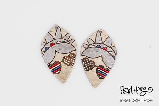 Lady Liberty Drop Laser Engraved Earrings Digital Download