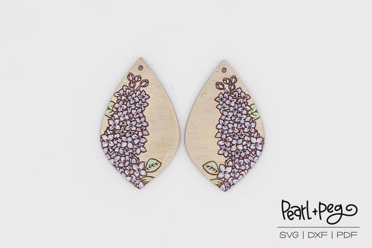 Lilac Sprout Drop Laser Engraved Earrings Digital Download