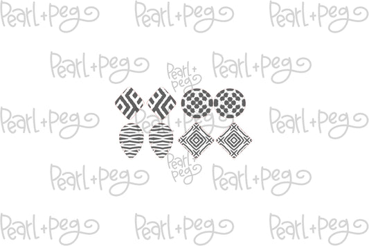 BOHO Four Pair Stud Laser Engraved Digital Download