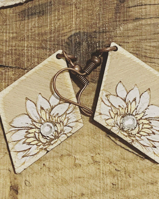 Diamond Gerber Floral Laser Engraved Earrings Digital Download