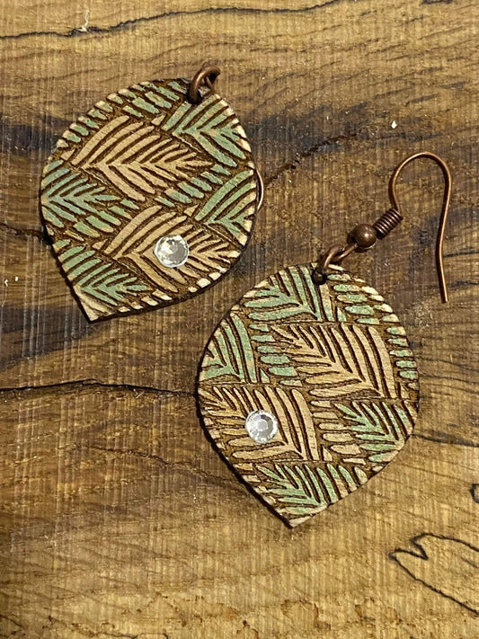 Leaves Water Drop Laser Engraved Earrings Digital Download