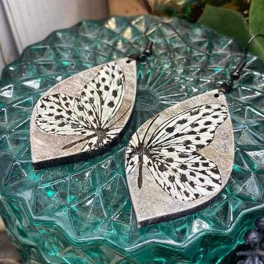 Speckled Butterfly Drop Laser Engraved Earrings Digital Download