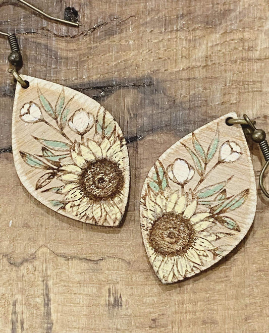 Sunflower Bouquet Laser Engraved Earrings Digital Download
