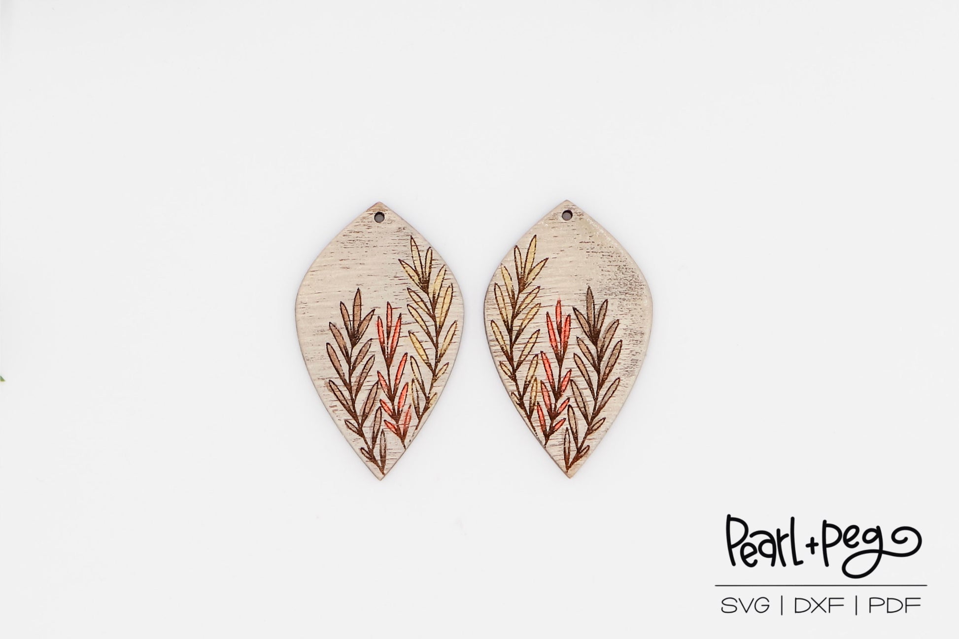 Wild Grass Drop Laser Engraved Earrings Digital Download