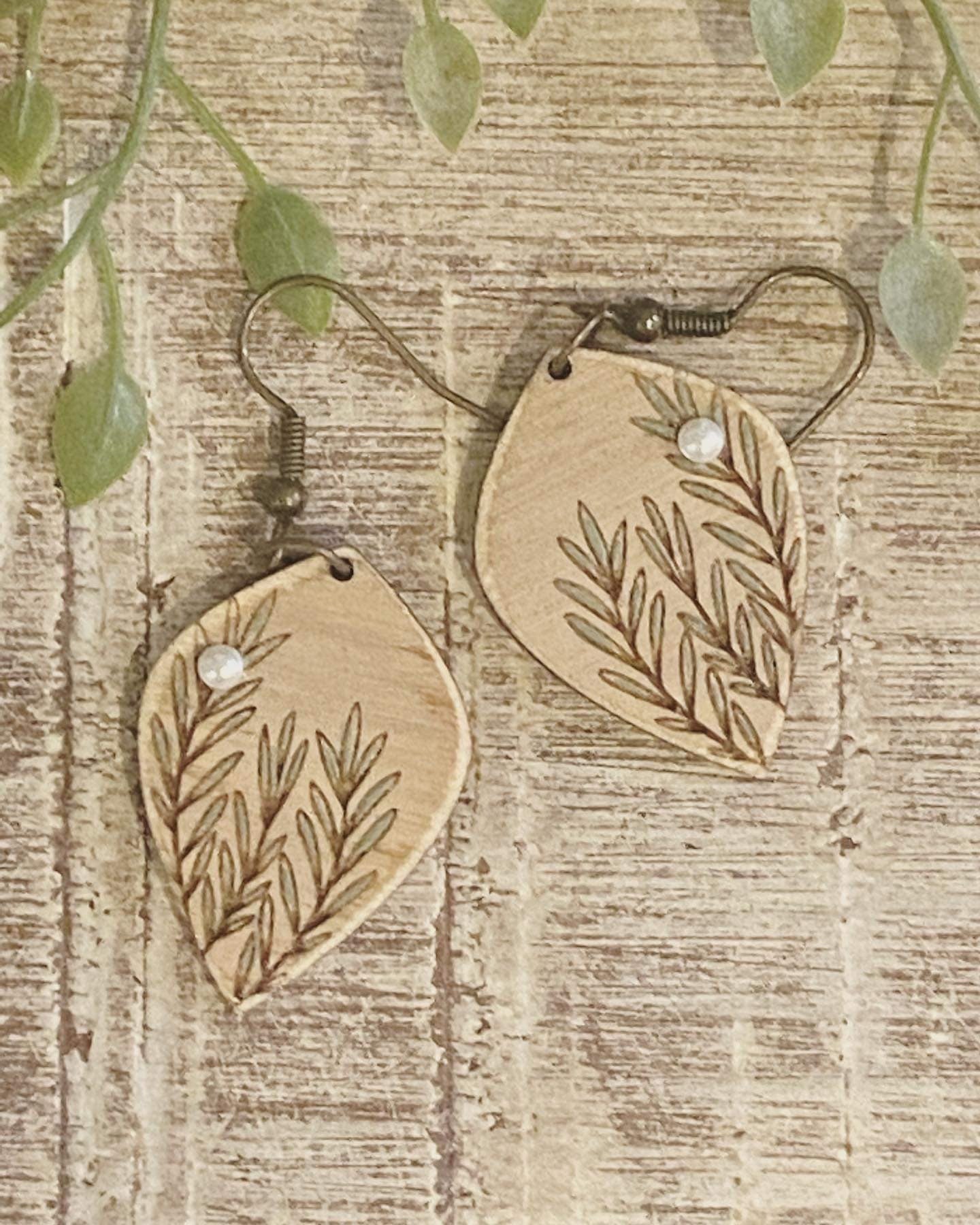 Wild Grass Drop Laser Engraved Earrings Digital Download