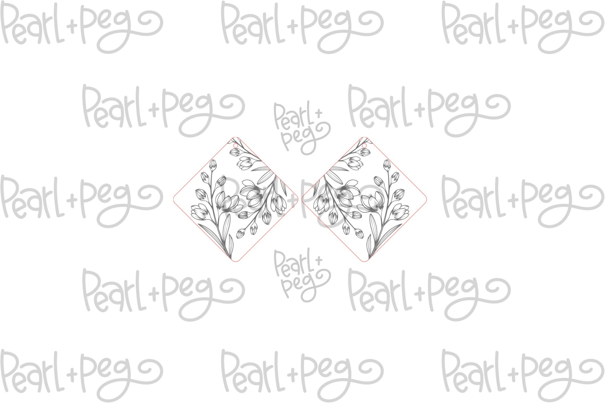 Floral Swag Diamond Laser Engraved Earrings Digital Download