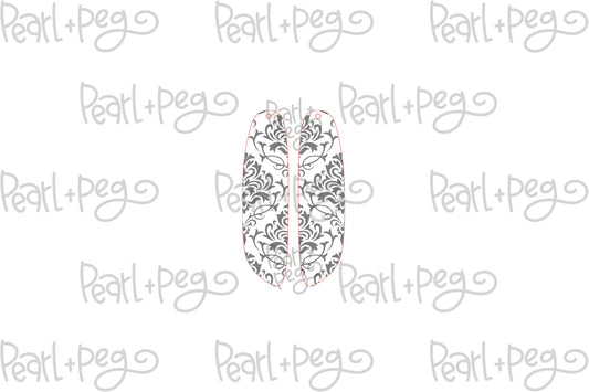 Long Damask Skinny Bar Laser Engraved Earrings Digital Download