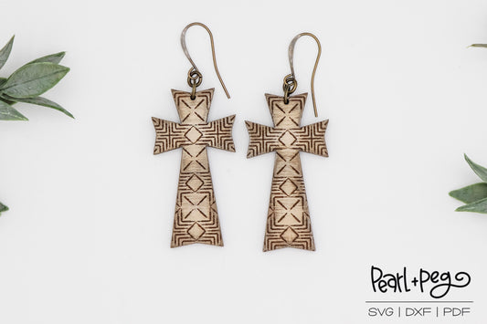 Square X Cross Laser Engraved Earrings Digital Download