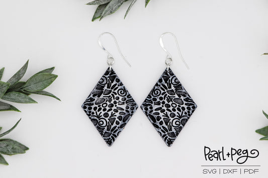 Abstract Shapes Diamond Laser Engraved Earrings Digital Download