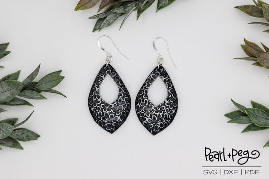 Bunched Floral Reverse Laser Engraved Earrings Digital Download
