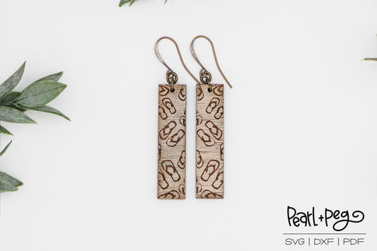 Flip Flop Bar Laser Engraved Earrings Digital Sownload