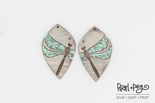 Swirly Dragonfly Laser Engraved Earrings Digital Download