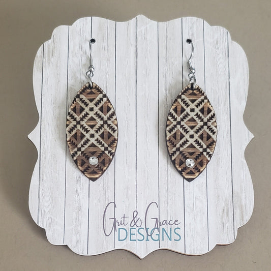 Square Diamond Criss Cross Laser Engraved Earrings Digital Download