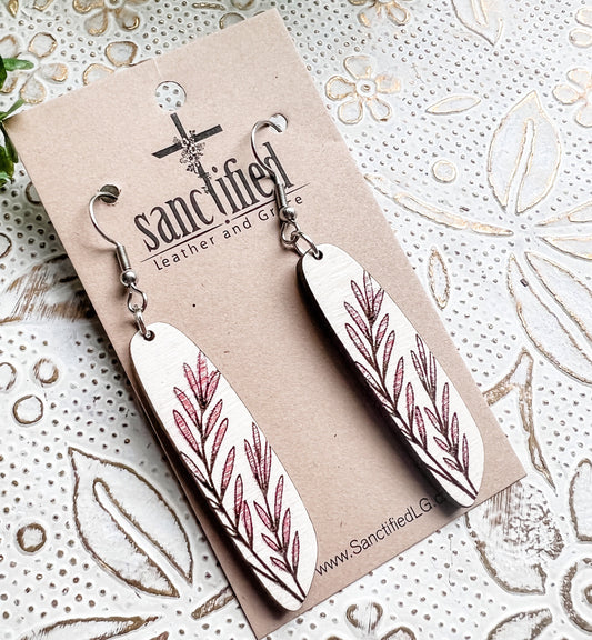 Wild Grass Long Bar Laser Engraved Earring Digital Download