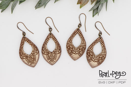 Western Style Hoop Duo Laser Engraved Earrings Digital Download