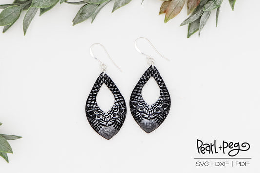 Western Style Hoop Duo Laser Engraved Earrings Digital Download