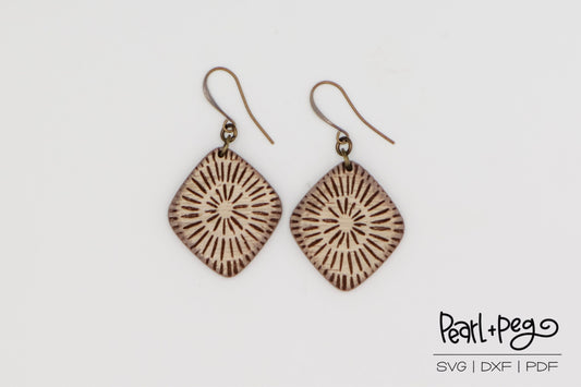 Tie Dye Rounded Diamond Laser Engraved Earrings Digital Download