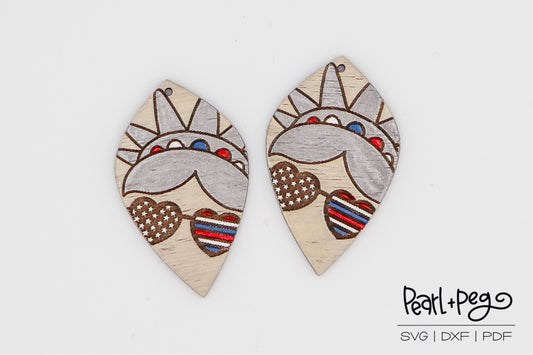 Lady Liberty Drop Laser Engraved Earrings Digital Download