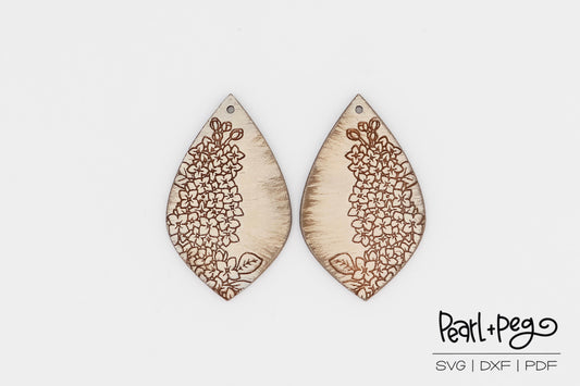 Lilac Sprout Drop Laser Engraved Earrings Digital Download