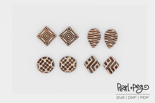 BOHO Four Pair Stud Laser Engraved Digital Download