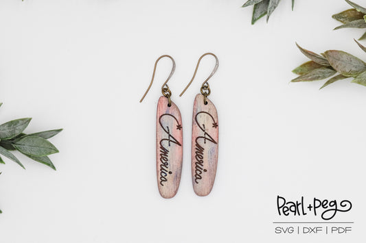 America Bar Laser Engraved Earrings Digital Download