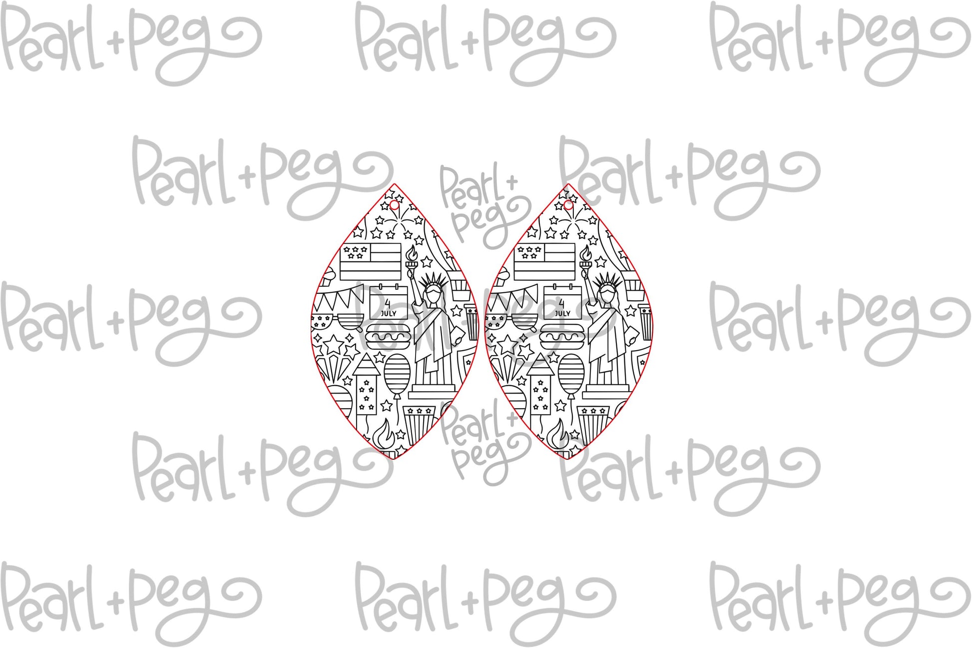 4th Of July Icon Drop Laser Engraved Earrings Digital Download